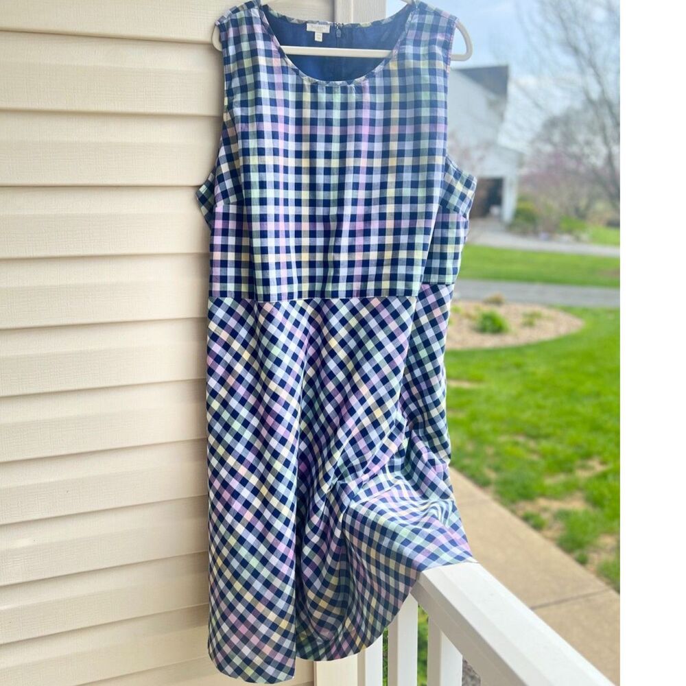 Talbots Pastel Sleeveless Checkered Gingham Sleeveless Pinafore Dress 22W